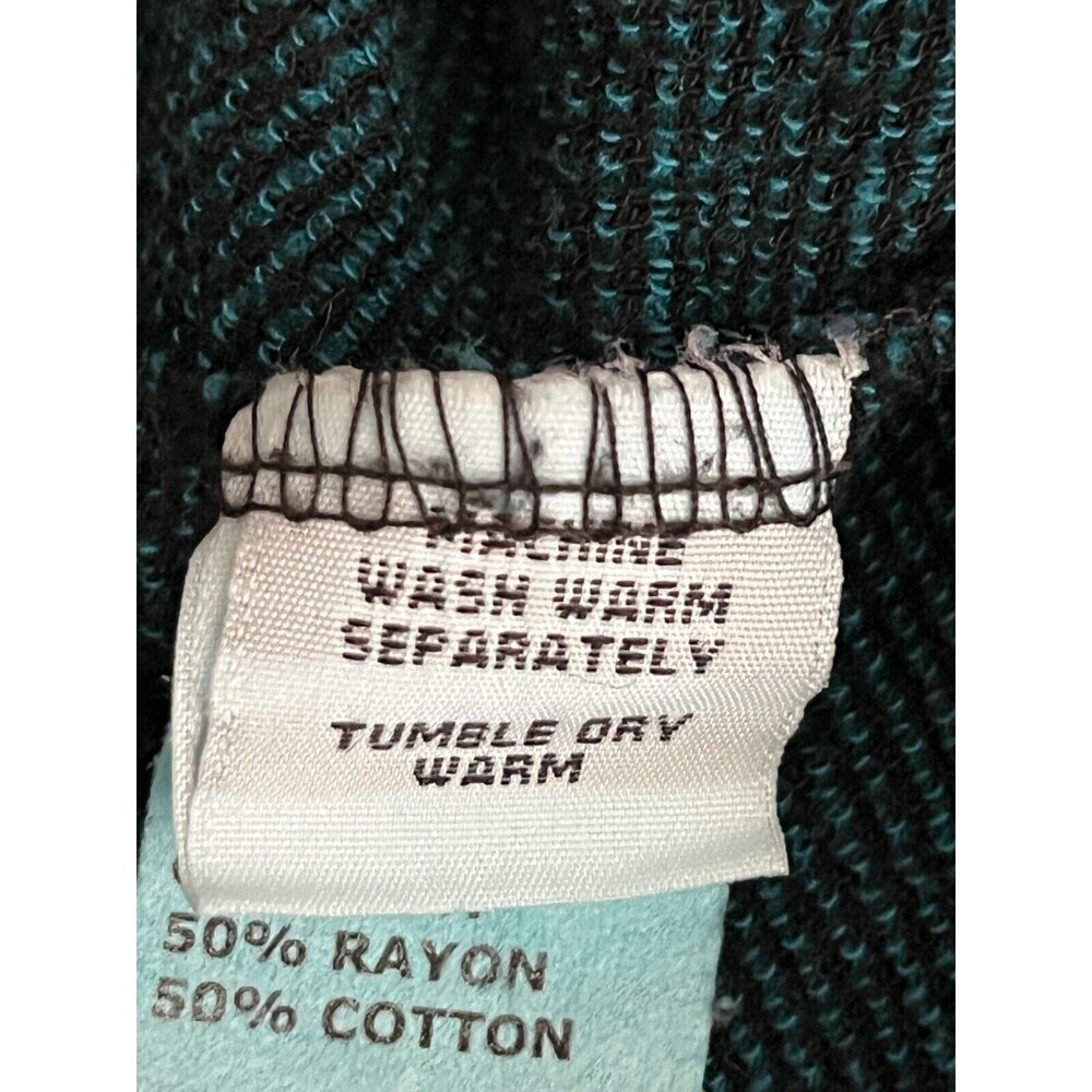 Cut Loose Stretch Knit Top‎ Patchwork Color Block Small Teal Waffle Knit Relaxed - Picture 6 of 7